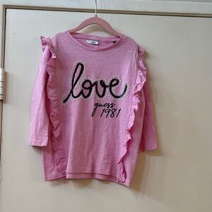 Guess Kids Long Sleeve Pink Love Top